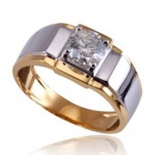 Beautifully Crafted Diamond Mens Ring with Certified Solitare in 18k Yellow Gold - GR0088P